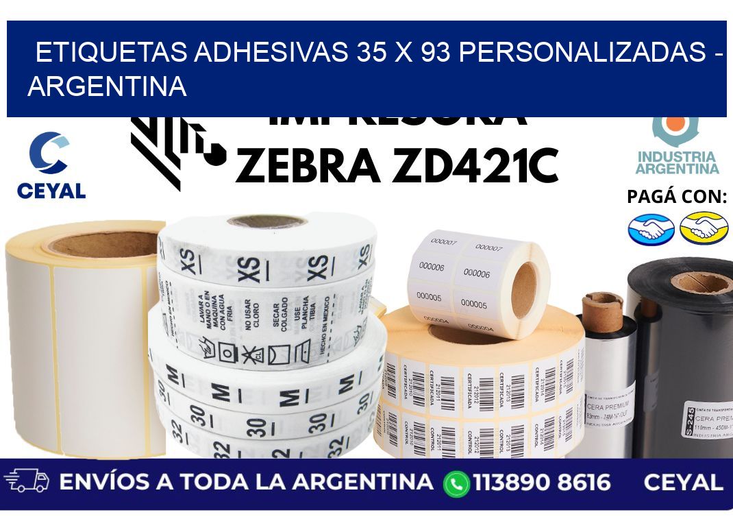 etiquetas adhesivas 35 x 93 personalizadas - Argentina