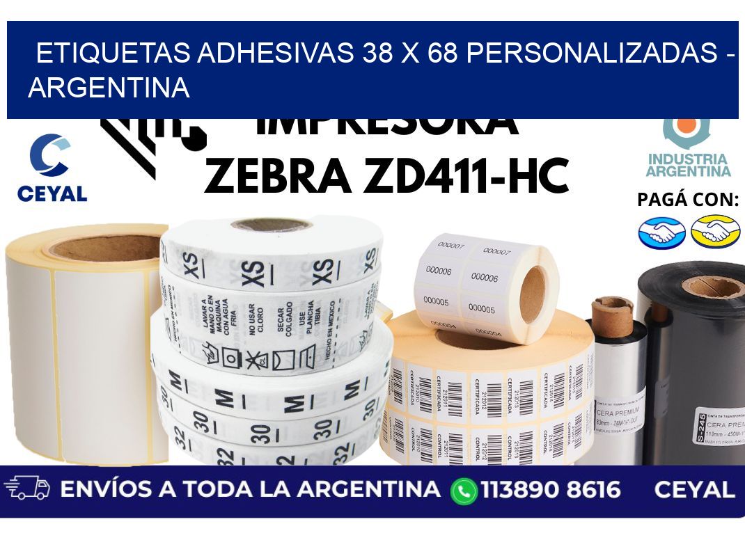 etiquetas adhesivas 38 x 68 personalizadas - Argentina