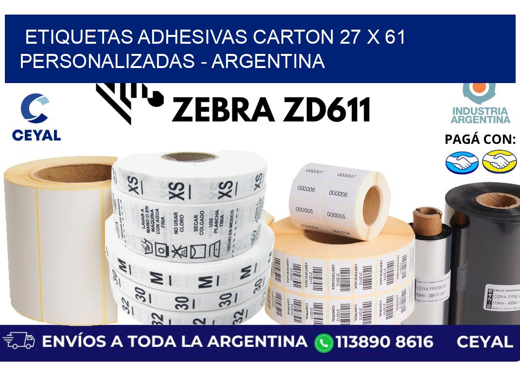 etiquetas adhesivas carton 27 x 61 personalizadas – Argentina