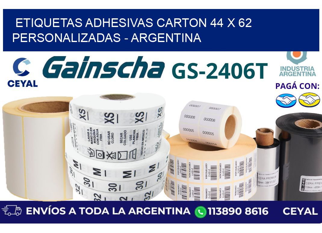 etiquetas adhesivas carton 44 x 62 personalizadas - Argentina