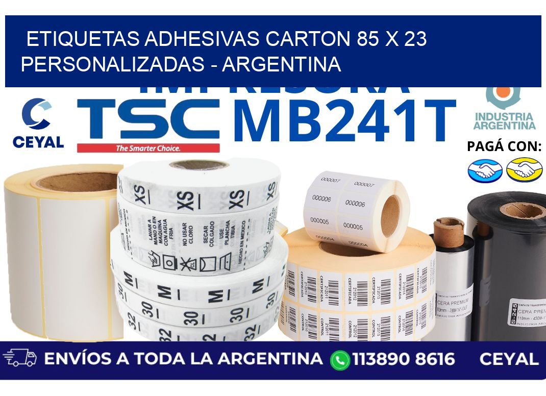 etiquetas adhesivas carton 85 x 23 personalizadas - Argentina
