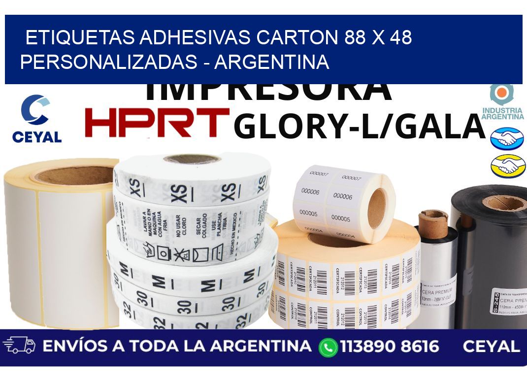 etiquetas adhesivas carton 88 x 48 personalizadas - Argentina