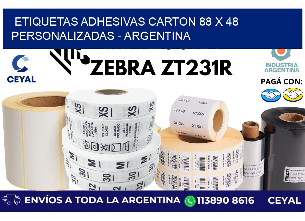 etiquetas adhesivas carton 88 x 48 personalizadas – Argentina