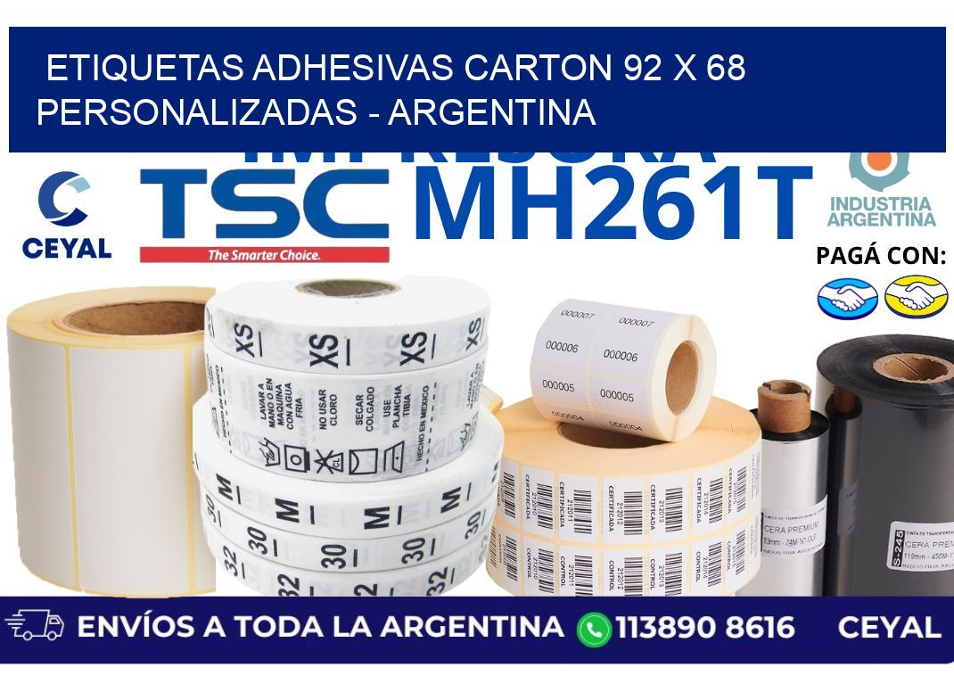 etiquetas adhesivas carton 92 x 68 personalizadas - Argentina