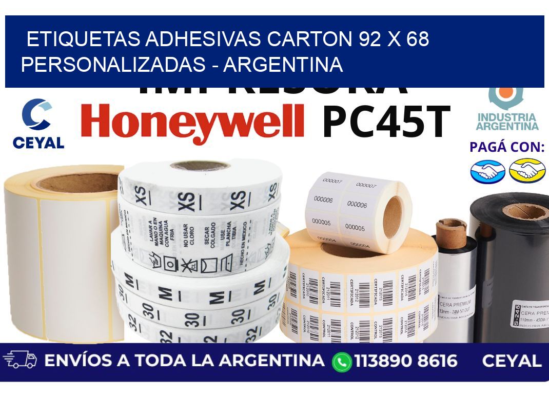 etiquetas adhesivas carton 92 x 68 personalizadas - Argentina