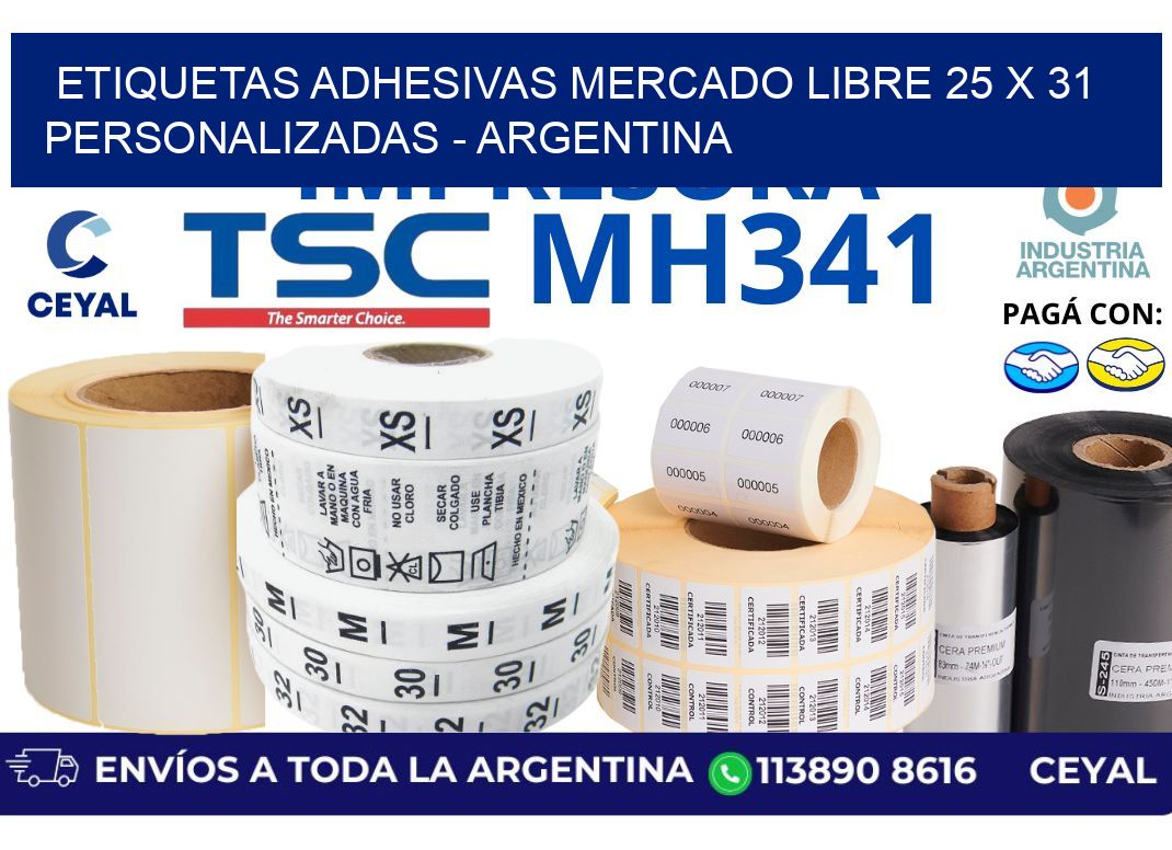 etiquetas adhesivas mercado libre 25 x 31 personalizadas - Argentina