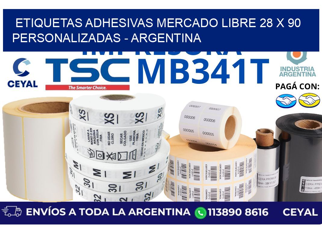 etiquetas adhesivas mercado libre 28 x 90 personalizadas – Argentina