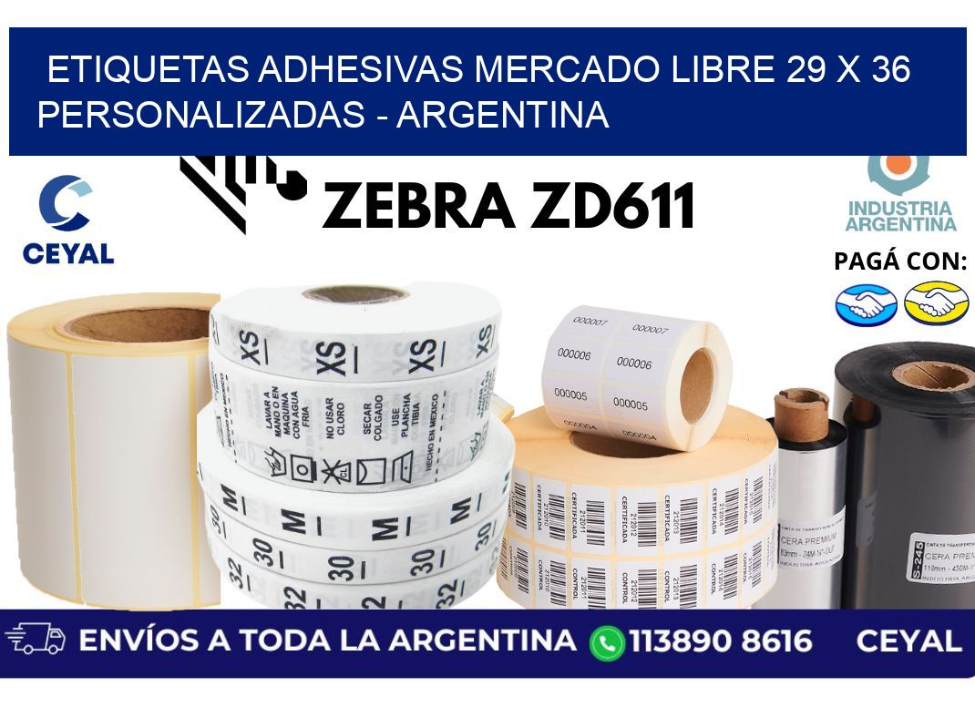 etiquetas adhesivas mercado libre 29 x 36 personalizadas – Argentina