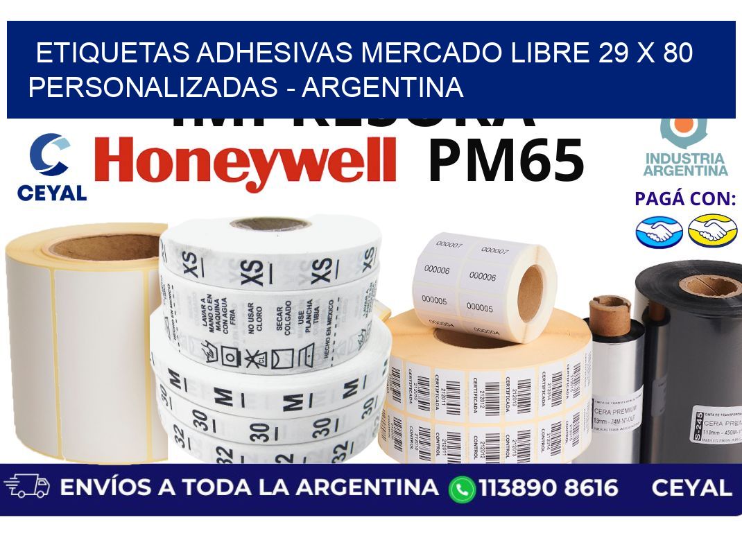 etiquetas adhesivas mercado libre 29 x 80 personalizadas - Argentina