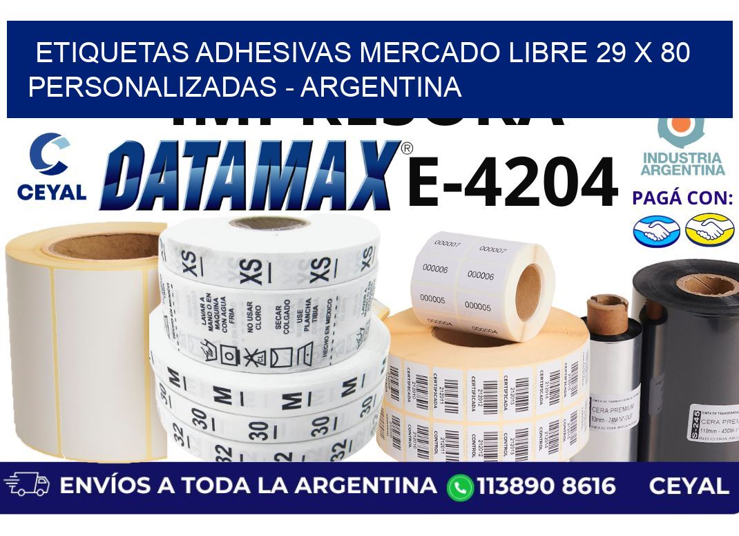 etiquetas adhesivas mercado libre 29 x 80 personalizadas – Argentina