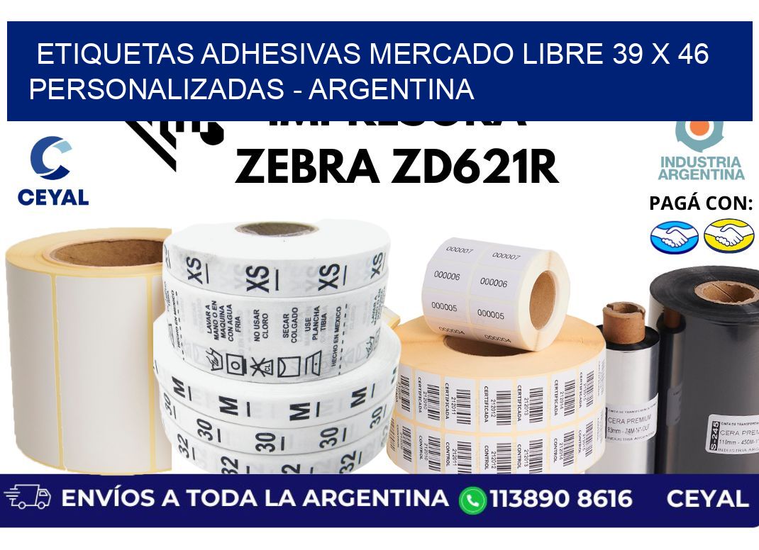 etiquetas adhesivas mercado libre 39 x 46 personalizadas - Argentina