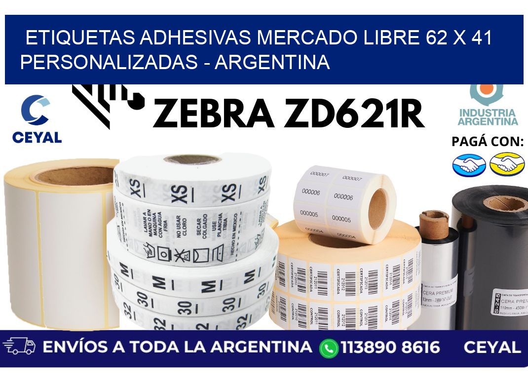 etiquetas adhesivas mercado libre 62 x 41 personalizadas - Argentina