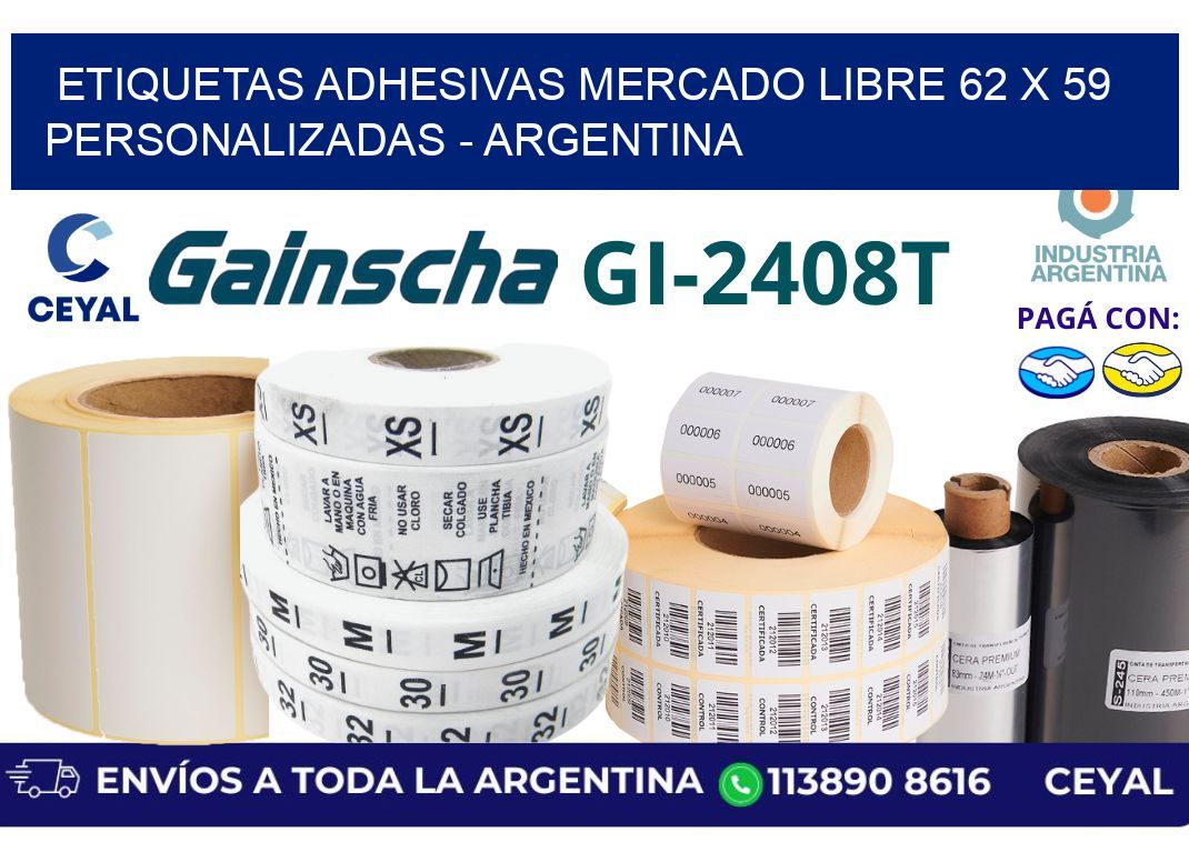 etiquetas adhesivas mercado libre 62 x 59 personalizadas - Argentina