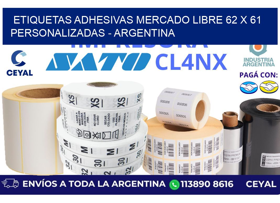 etiquetas adhesivas mercado libre 62 x 61 personalizadas – Argentina