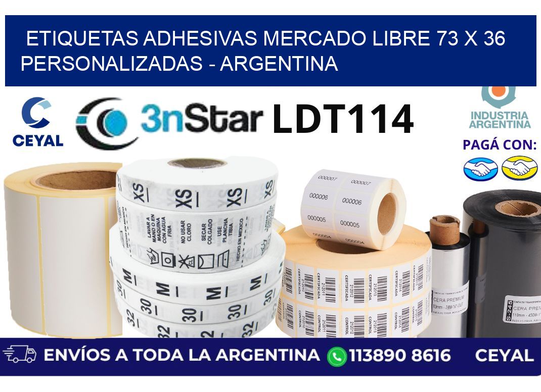 etiquetas adhesivas mercado libre 73 x 36 personalizadas - Argentina