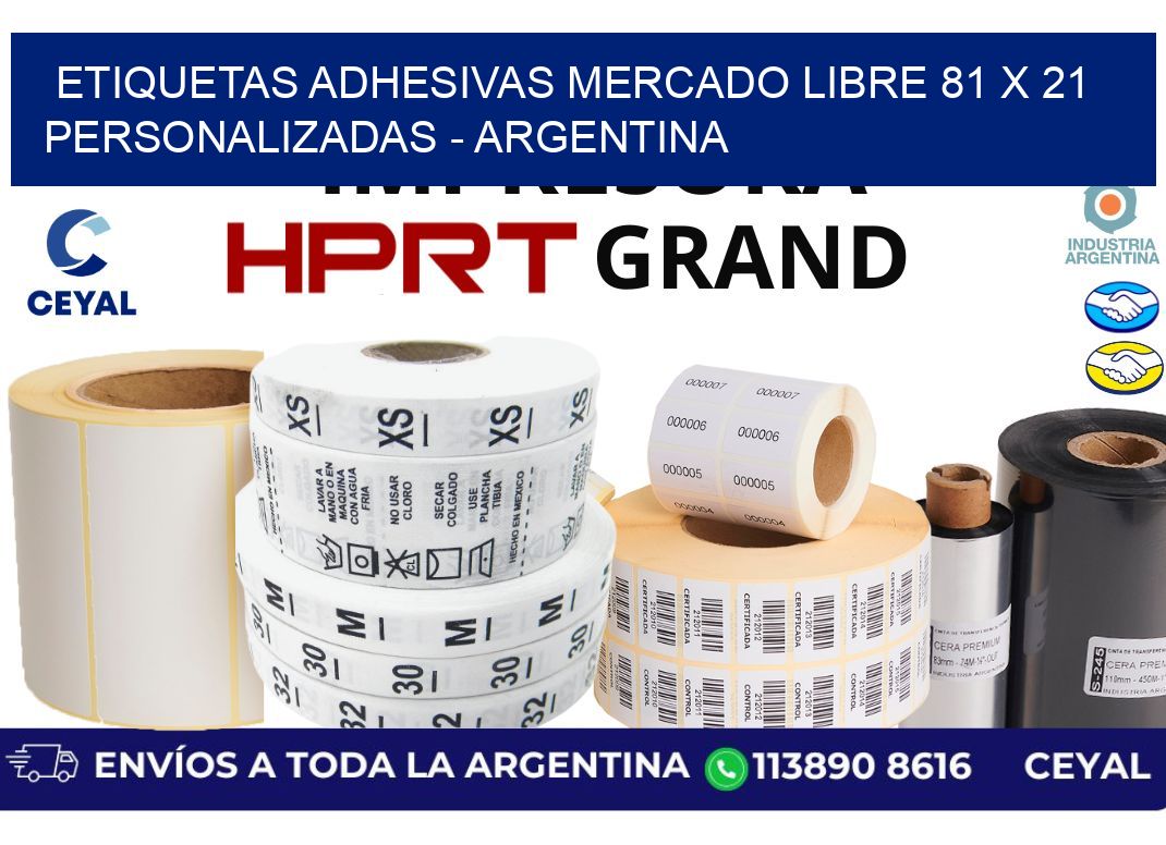 etiquetas adhesivas mercado libre 81 x 21 personalizadas - Argentina