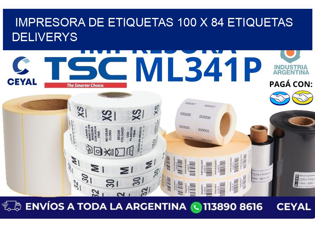 impresora de etiquetas 100 x 84 etiquetas deliverys