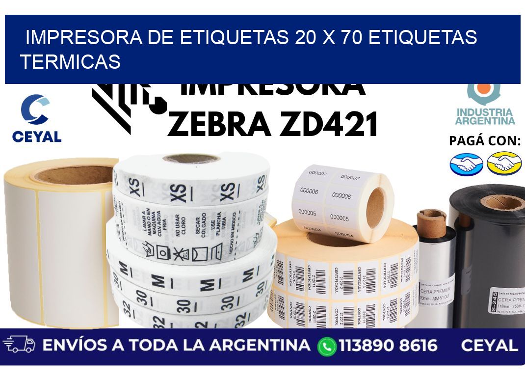 impresora de etiquetas 20 x 70 etiquetas termicas