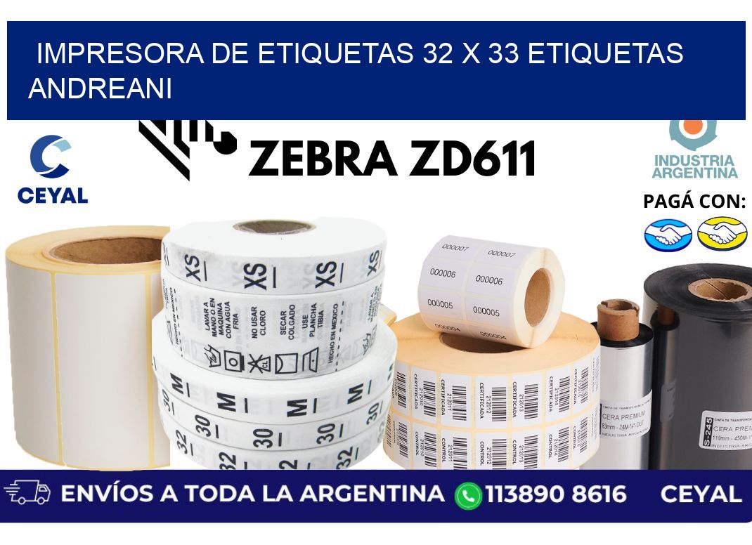impresora de etiquetas 32 x 33 etiquetas andreani