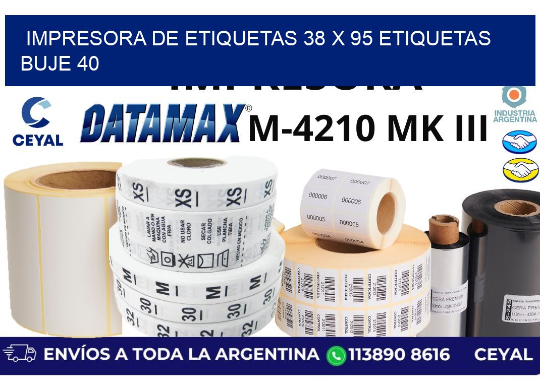 impresora de etiquetas 38 x 95 etiquetas buje 40
