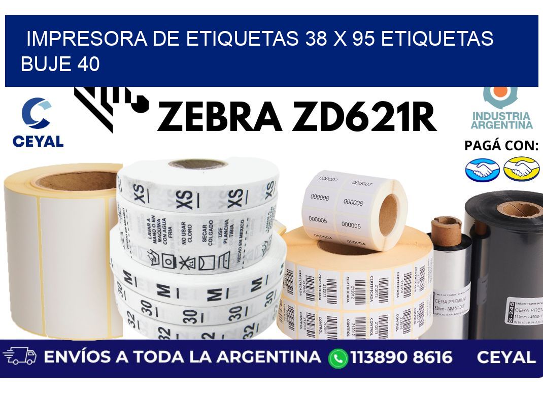 impresora de etiquetas 38 x 95 etiquetas buje 40