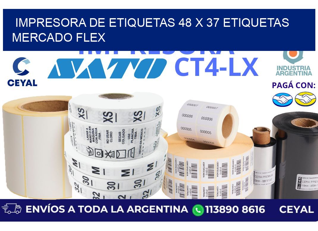 impresora de etiquetas 48 x 37 etiquetas mercado flex