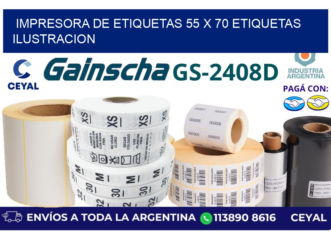 impresora de etiquetas 55 x 70 etiquetas ilustracion