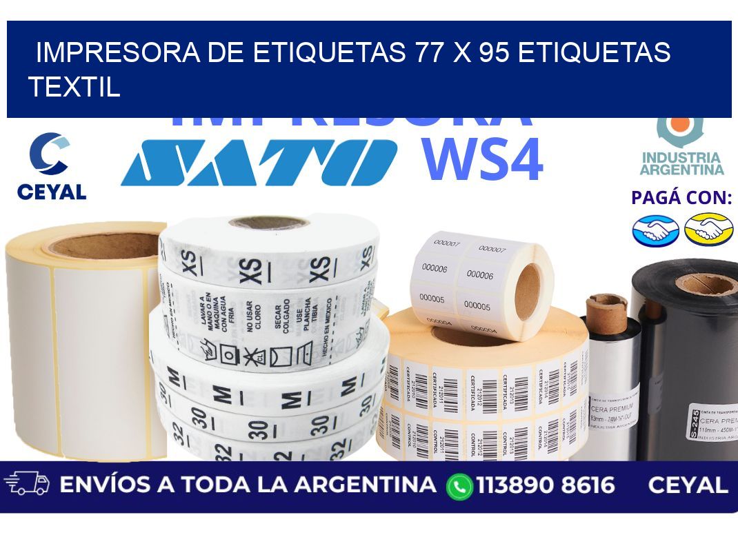 impresora de etiquetas 77 x 95 etiquetas textil
