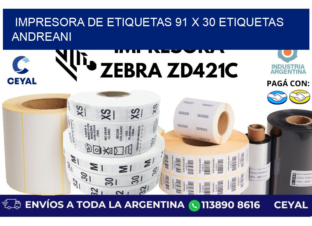 impresora de etiquetas 91 x 30 etiquetas andreani