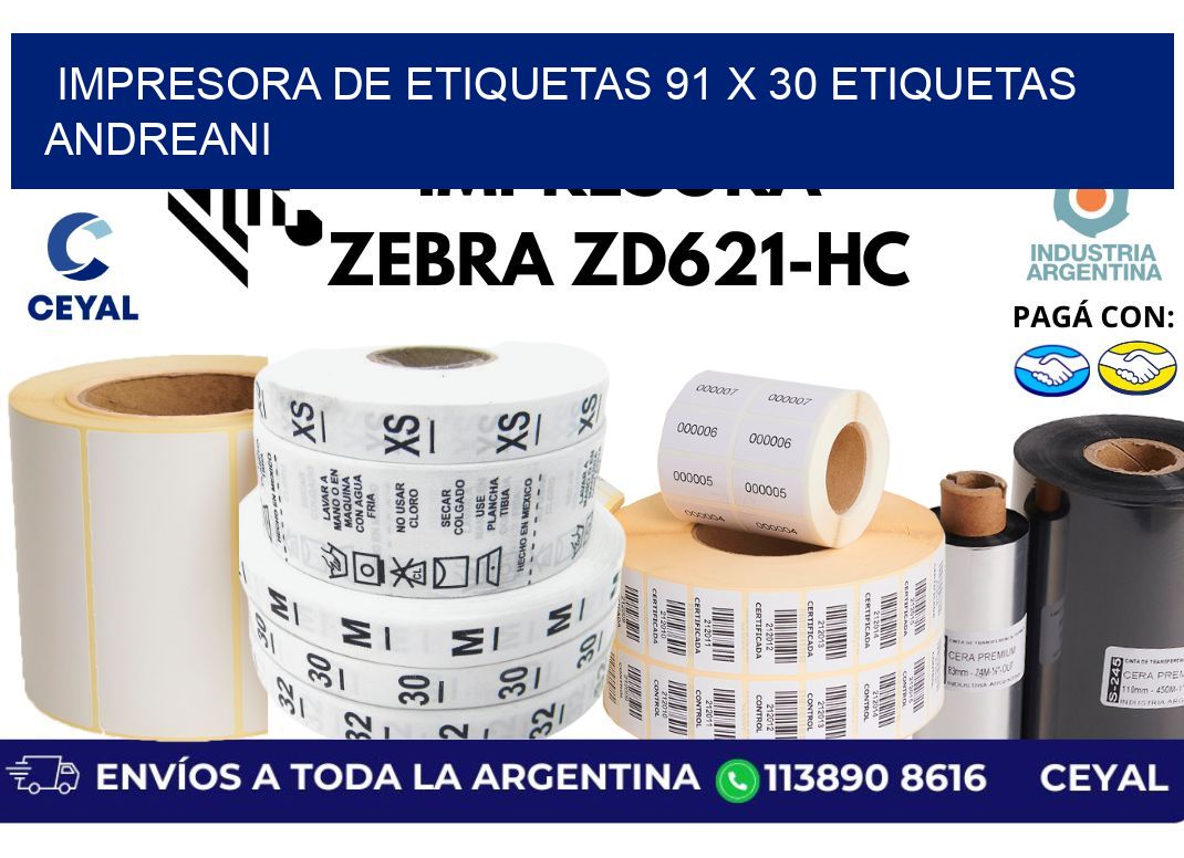 impresora de etiquetas 91 x 30 etiquetas andreani