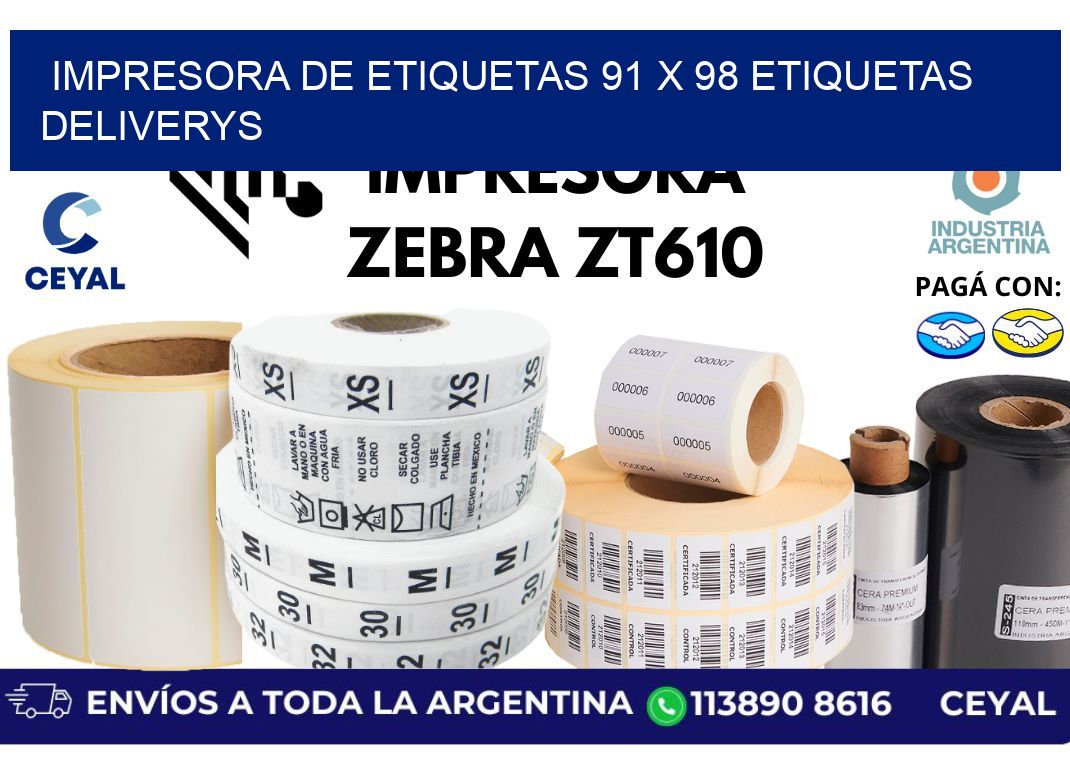 impresora de etiquetas 91 x 98 etiquetas deliverys