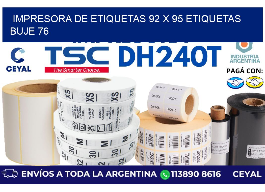 impresora de etiquetas 92 x 95 etiquetas buje 76