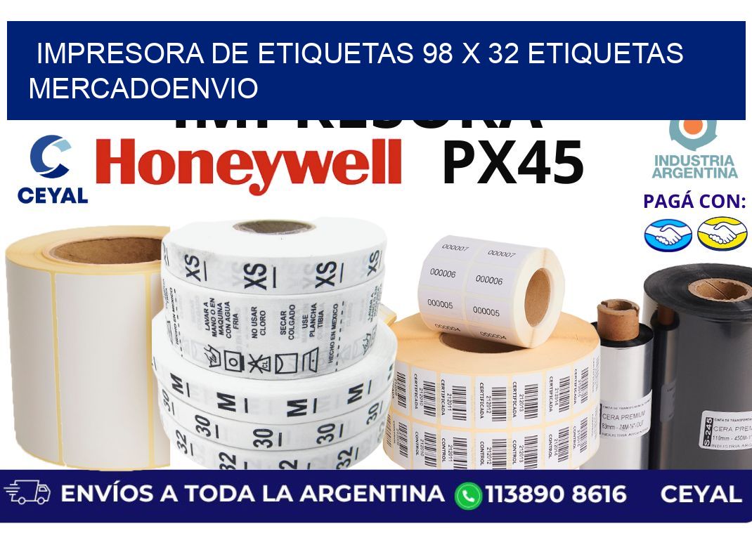 impresora de etiquetas 98 x 32 etiquetas mercadoenvio