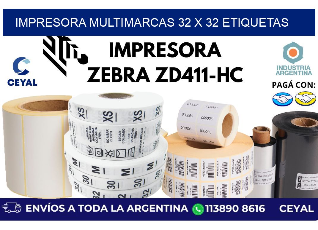 impresora multimarcas 32 x 32 etiquetas