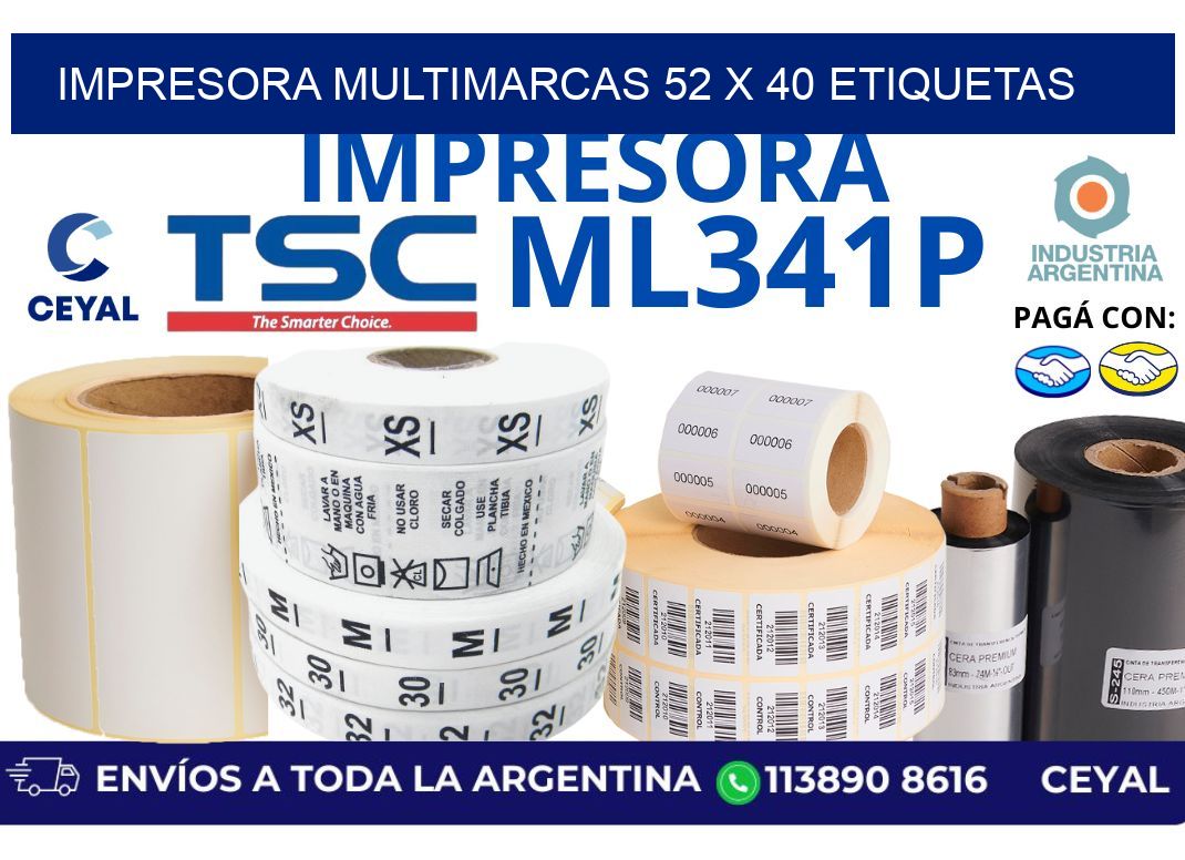 impresora multimarcas 52 x 40 etiquetas