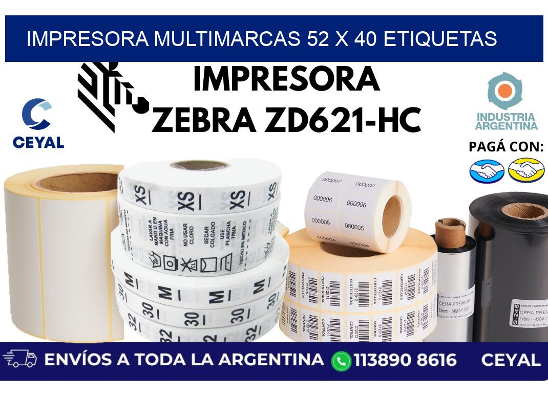 impresora multimarcas 52 x 40 etiquetas