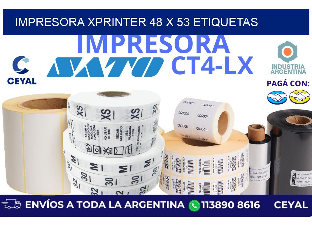 impresora xprinter 48 x 53 etiquetas