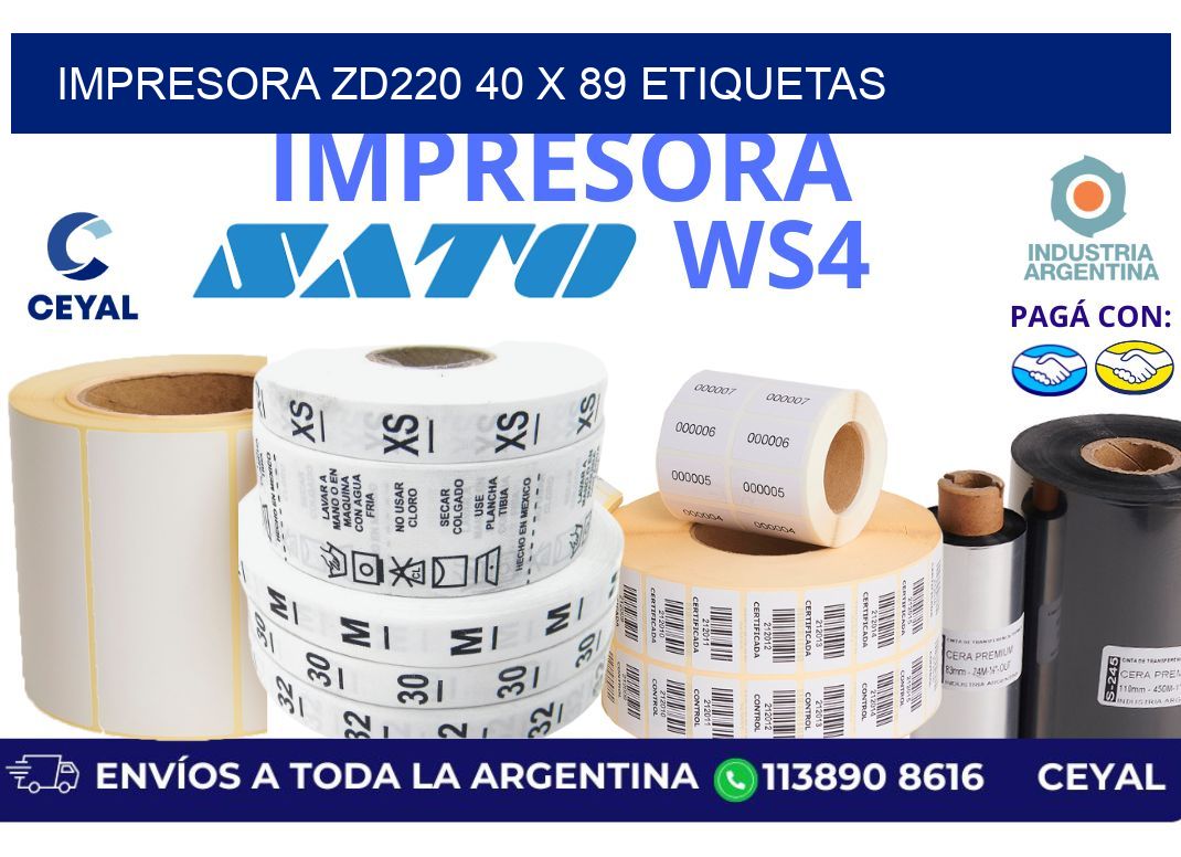 impresora zd220 40 x 89 etiquetas