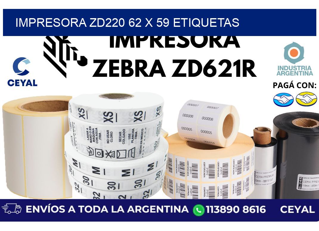 impresora zd220 62 x 59 etiquetas
