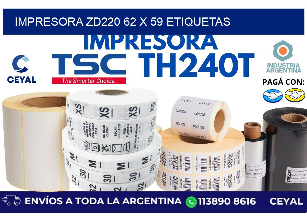impresora zd220 62 x 59 etiquetas