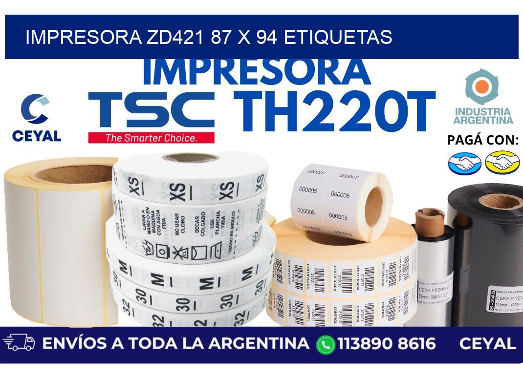 impresora zd421 87 x 94 etiquetas