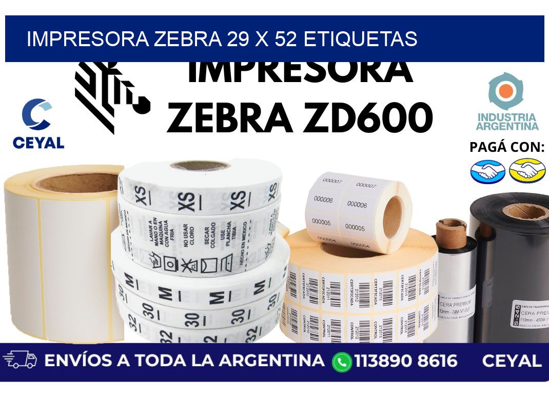 impresora zebra 29 x 52 etiquetas