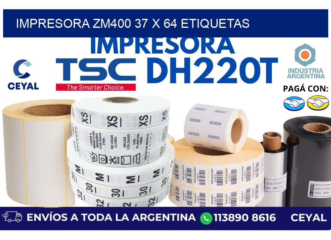 impresora zm400 37 x 64 etiquetas