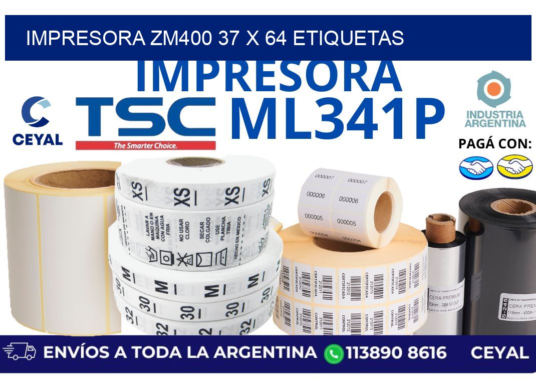 impresora zm400 37 x 64 etiquetas