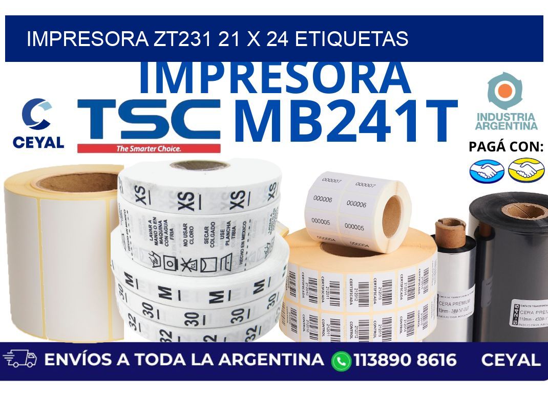 impresora zt231 21 x 24 etiquetas