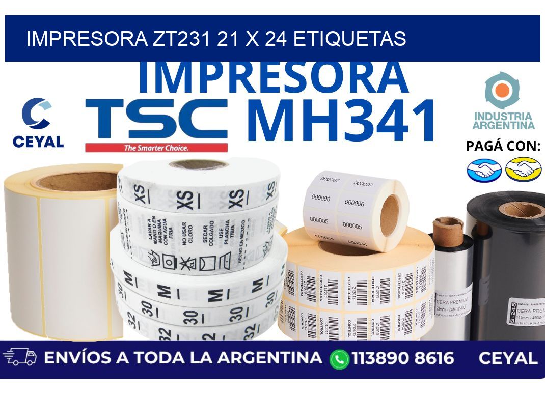 impresora zt231 21 x 24 etiquetas