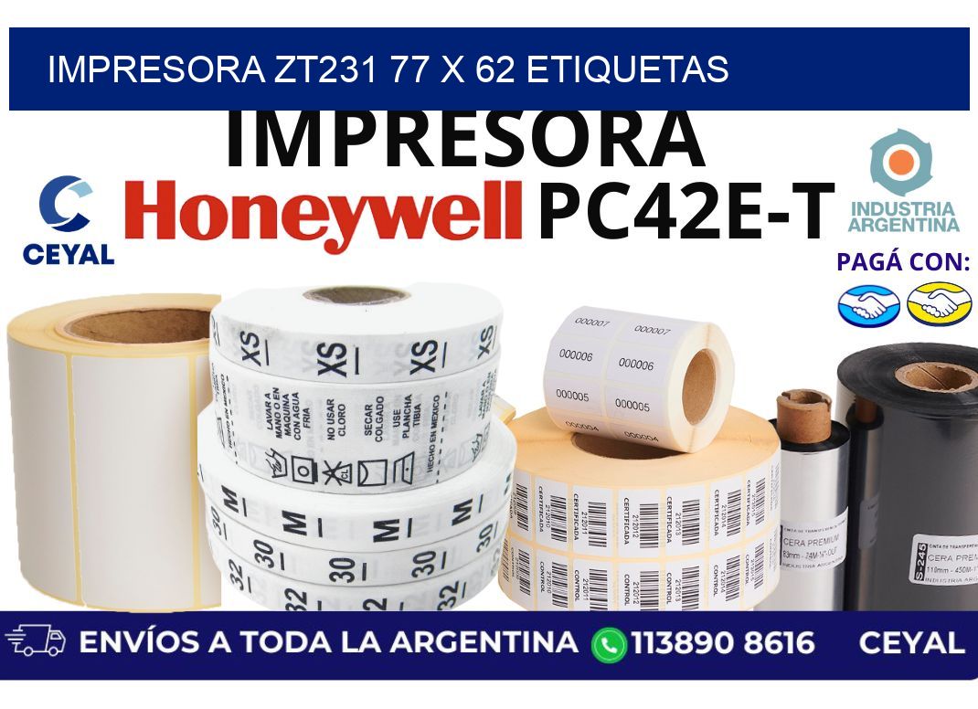 impresora zt231 77 x 62 etiquetas