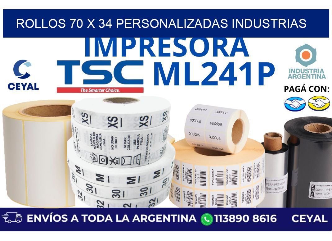 rollos 70 x 34 personalizadas industrias
