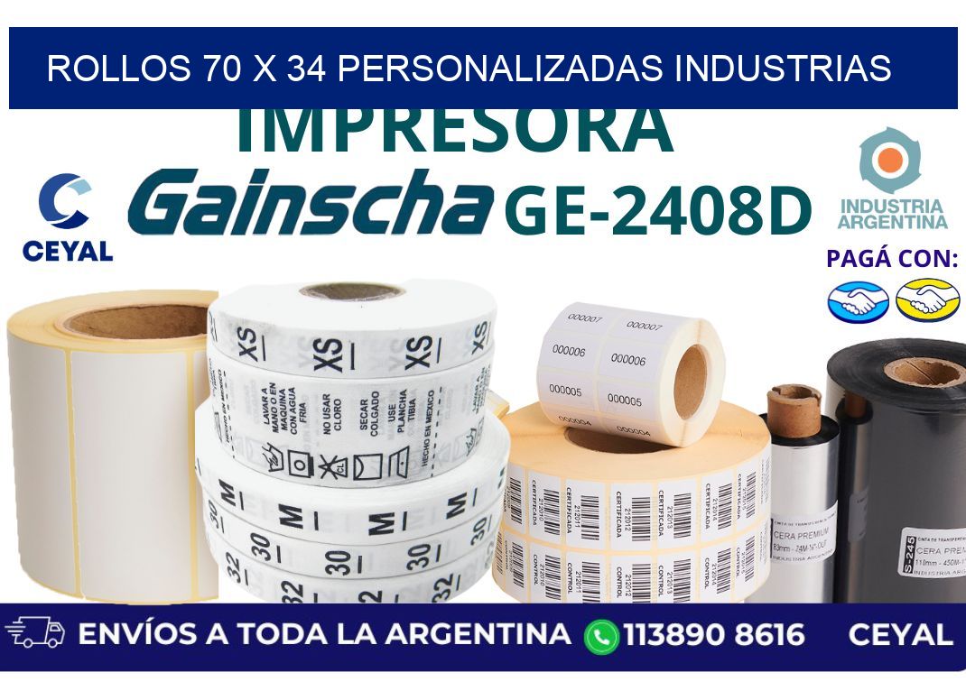 rollos 70 x 34 personalizadas industrias