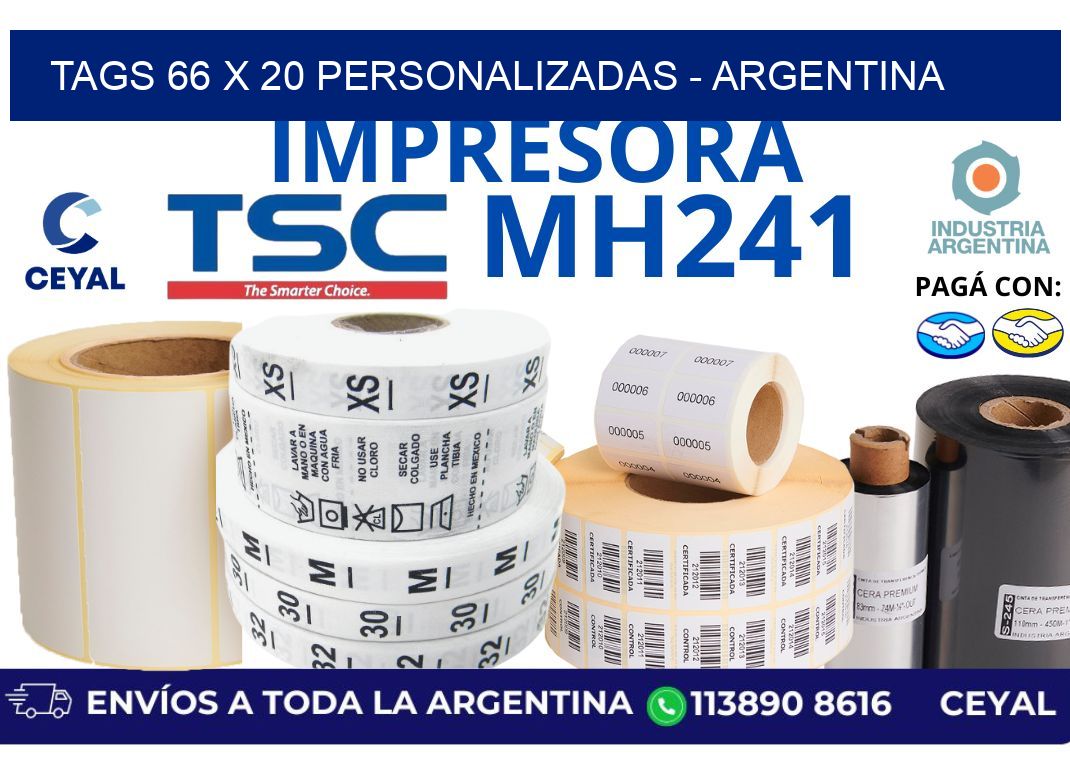 tags 66 x 20 personalizadas - Argentina